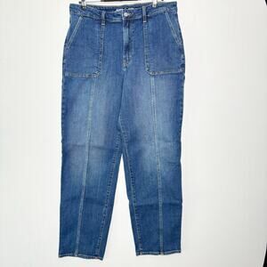 Old Navy OG Loose High Rise Denim Jeans Womens Size 16 Tall Medium Wash Straight